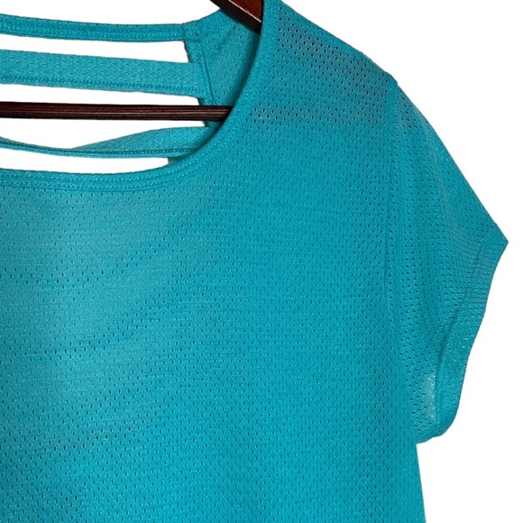 Athletic Works Turquoise Strappy Back Mesh Short Sleeve T-Shirt Extra Large XL - Picture 7 of 16